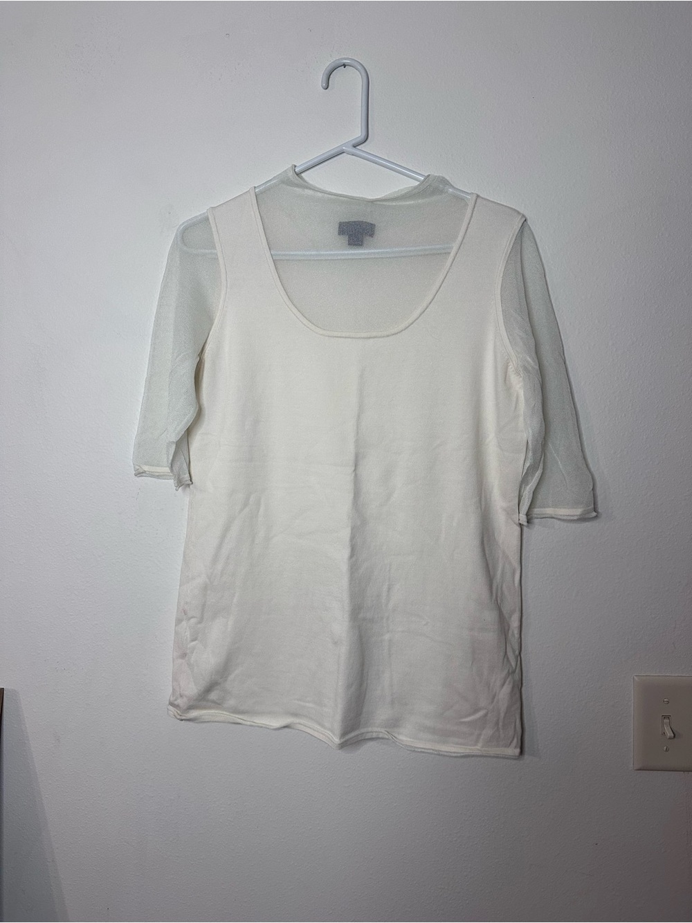 Carlisle Cream Scoop Neck Short Sleeve Layered Top